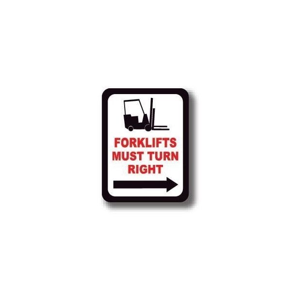 Ergomat 12in x 12in RECTANGLE SIGNS - Forklifts Must Turn Right DSV-SIGN 144 #7060 -UEN - main